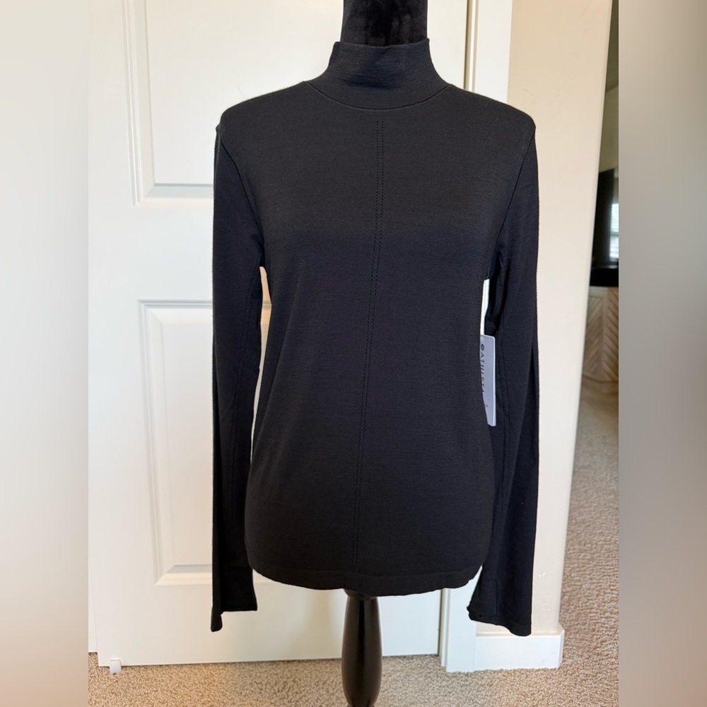 Athleta Black Long-Sleeve Mock Neck Top